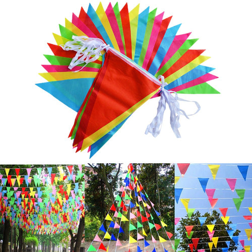 Party Decor Festival Bunting Banner Pennant Multicolored 100M Triangle Flags