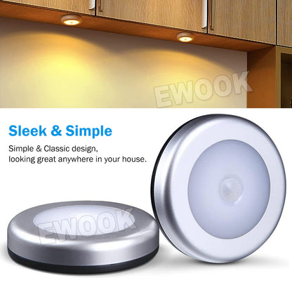 1-3xLED Motion Sensor Night Light Indoor Outdoor Battery Operated Stairs Hallway