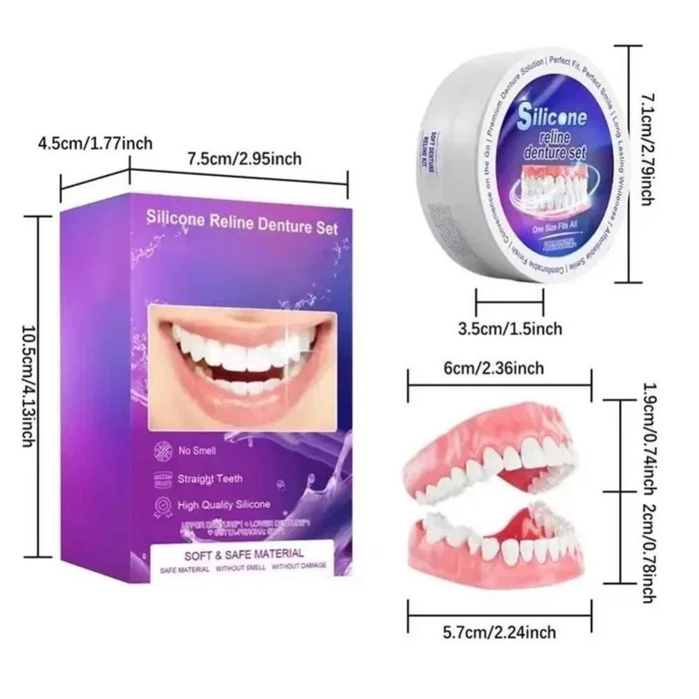 Teeth Comfort Fit Silicone Denture Set for Women Men
