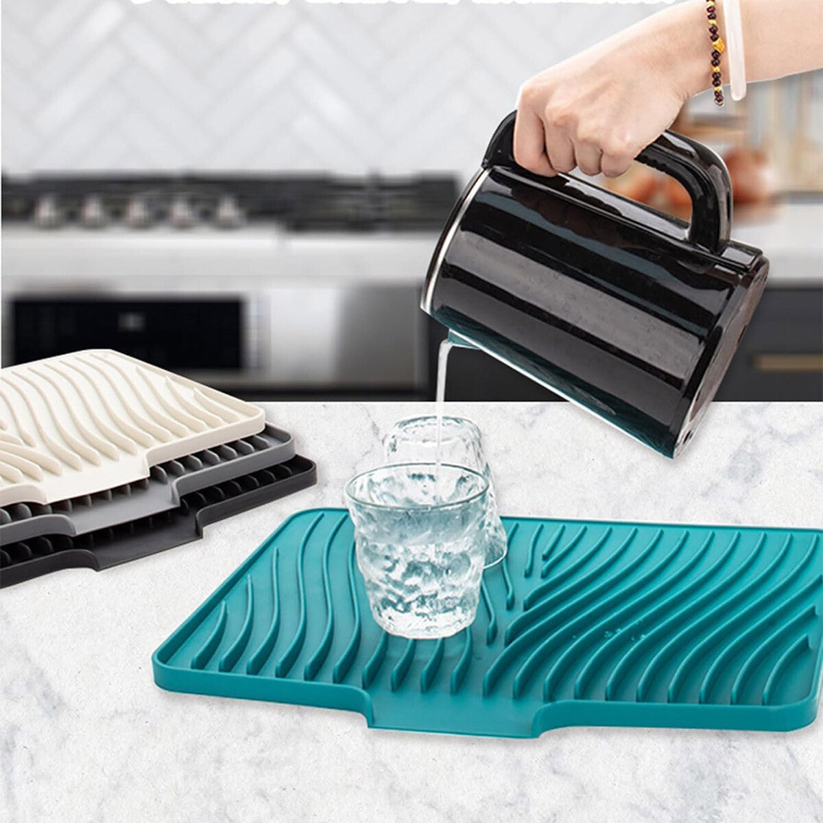 Silicone Sink Drying Mat Heat Resistant Kitchen Rectangle Non Slip Dish Drainer