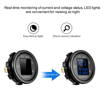 12V LED Digital Display Volt Meter Ammeter Voltage Round Car Voltmeter Amp AUS