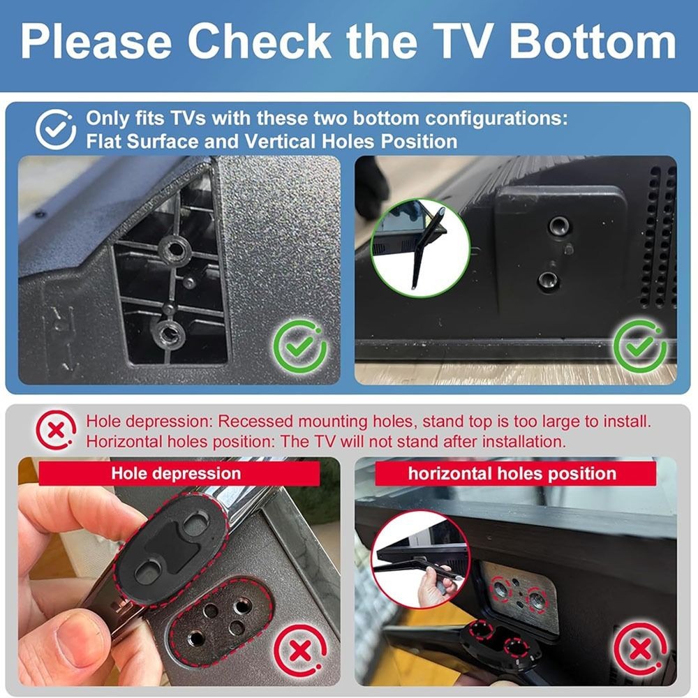 No Drilling TV stand legs Non-slip Base Stand TV Stand for TCL/Roku