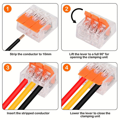75x For Wago 221 Electrical Connectors Wire Block Clamp Terminal Cable Reusable