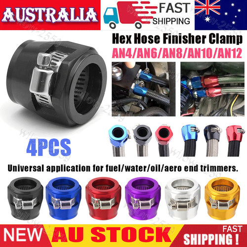 4pcs Hex Hose Finisher Clamp Fuel Line End Trimmer Fitting AN4/AN6/AN8/AN10/AN12
