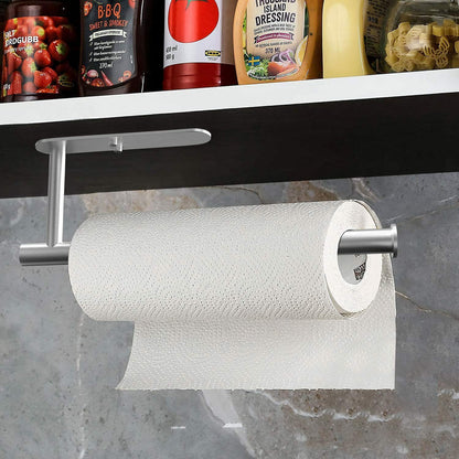 Kitchen Hanger Paper Roll Cabinet Towel Holder Black Rack Shelf Wall Adhesive