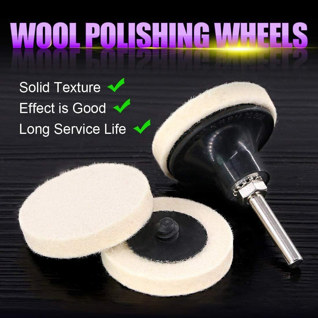 6PC 50mm Roloc Wool Felt Disc 2'' Roll Lock Polishing Buffing Pads Wheels