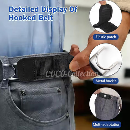 1/2 Tactical Metal Hook Elastic Belt Unisex Buckle-Less Invisible Waist Belt OZ