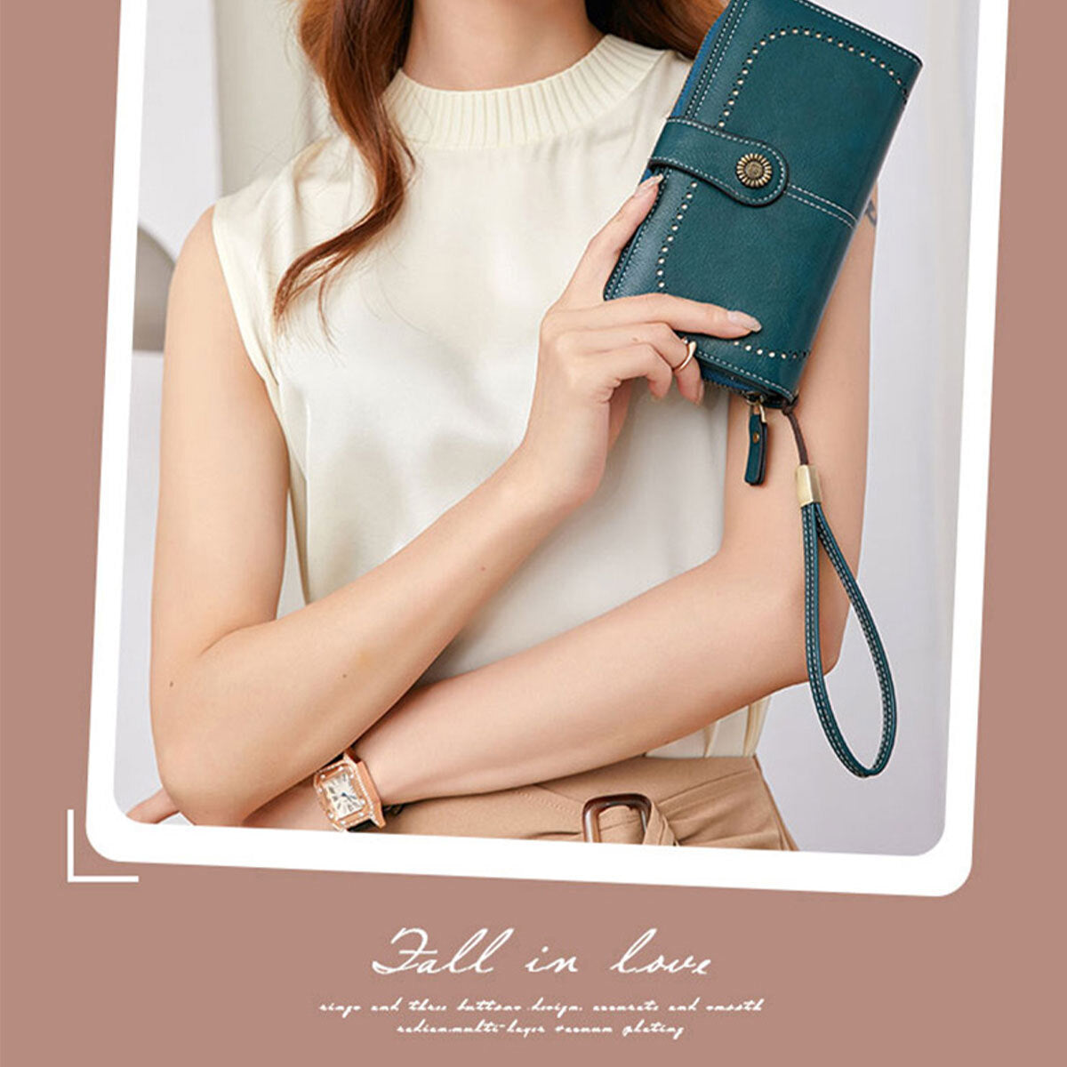 Women Leather Wallet Zipper Lady Long Card Holder Coin Case Handbag Clutch Purse