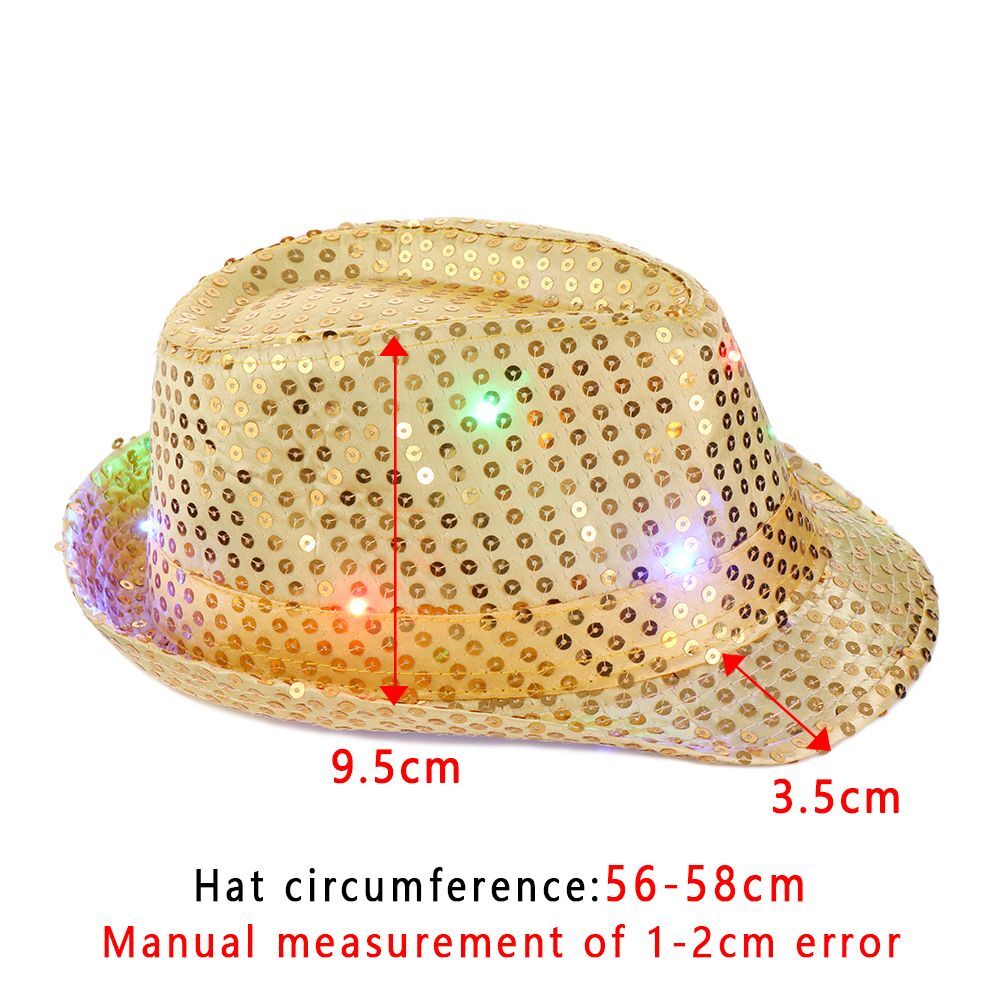 Fashion Light Up Dress Dance Party Sequin Panama Cap Jazz Hat Led Fedora Trilby