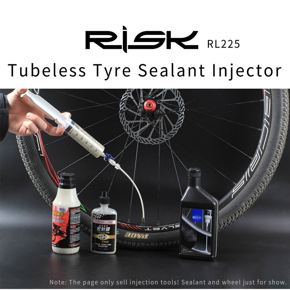 Tire Tubeless Valves Tubeless Sealant Injector 60ml Syringe Rubber Hose Kit