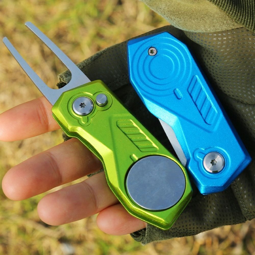 Divot Repair Tool with Popup Button Foldable Golf Green Fork Golf Marker – Compatible with Golf