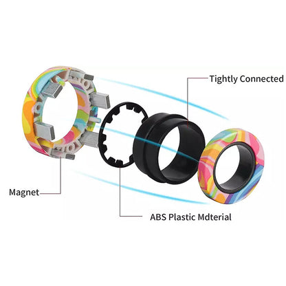 Magnetic Ring Finger Spinner Rainbow Fidget Sensory Anxiety Stress Toy AU Pack