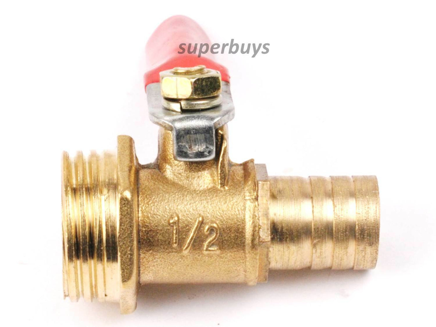 1/2" BSP Male Brass To 12mm Hose Barb Shut Off Valve Cock Tap Inline Ball Valve