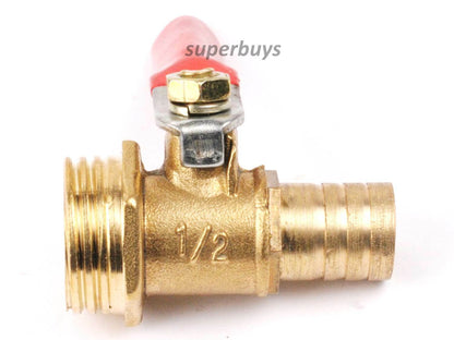 1/2" BSP Male Brass To 12mm Hose Barb Shut Off Valve Cock Tap Inline Ball Valve