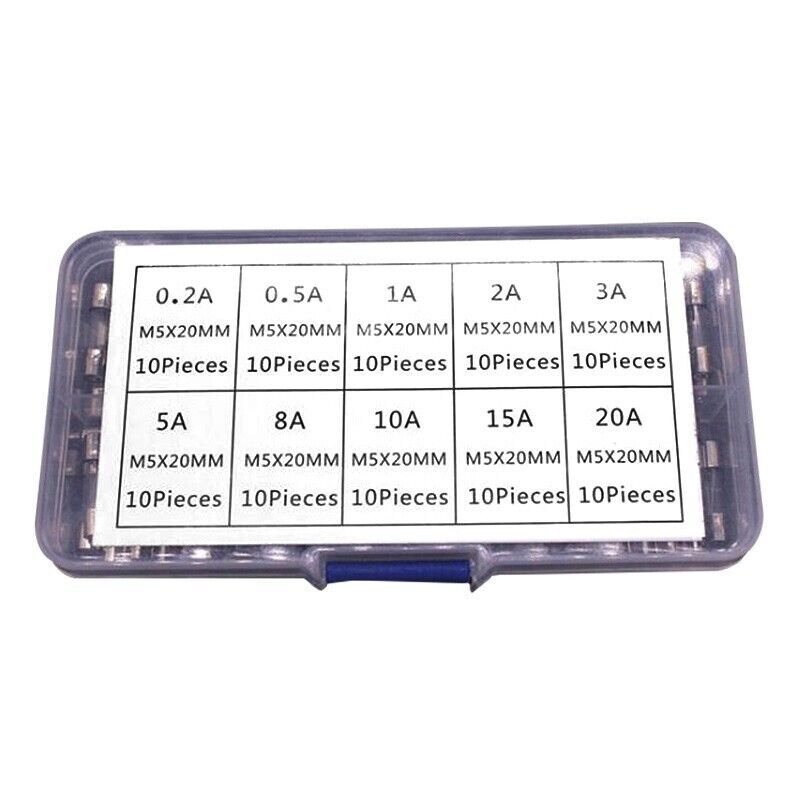 100PCS 5 x 20mm Fast Quick Blow Glass Tube Fuse Assortment Box Kit Fast-blow  AU