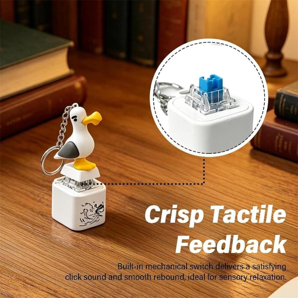 Seagull Mine Keychain,Button with Sound Rechargeable Keyboard Clicker Fidget Toy