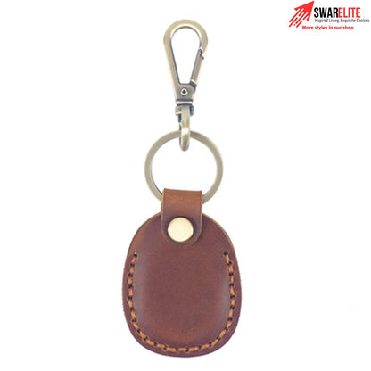 Genuine Leather Access Card Holder | RFID Key Fob Cover Case with Keychain