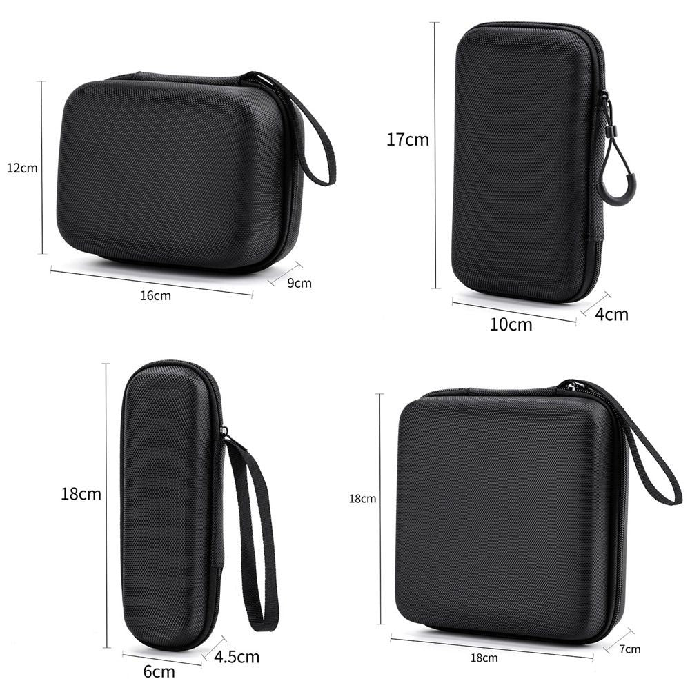 Black Zipper Earphone Case Hard Shell Pouch Carrying Bag  for Earphone