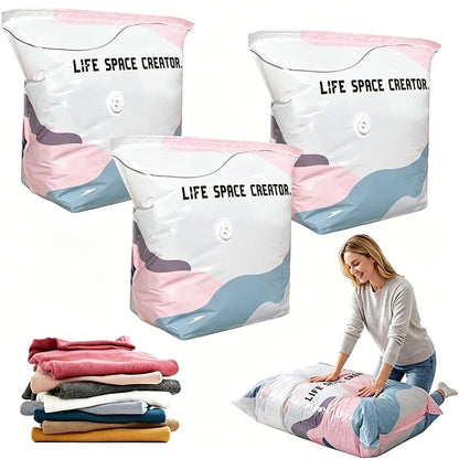 No‑pump Vacuum Storage Bags - Press & Seal,Reusable Space Saving Compression Bag