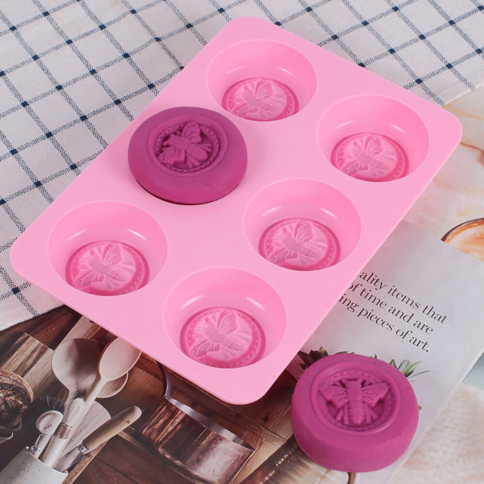 6 Cavity Honey Bee Chocolate Silicone Baking Mould DIY Handmade Soap Candle Mold