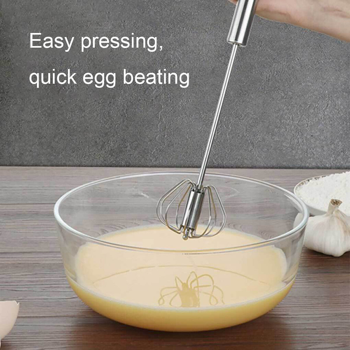 Easy Whisk Semi Automatic Stainless Whisks Hand Push Egg Beater Milk Whip Mixer