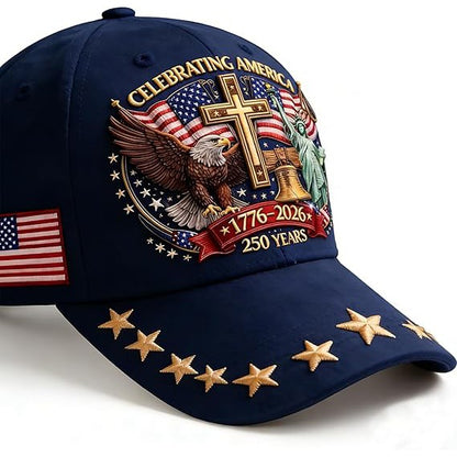 250th Anniversary USA Hat - Adjustable United States Baseball Cap for Men Women