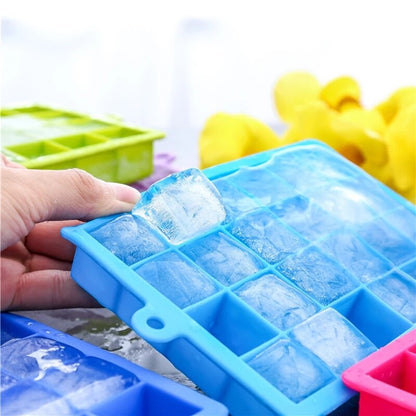 24 Grids Silicone Ice Cube Tray With Lid Mold Maker Tool Square Mould Container