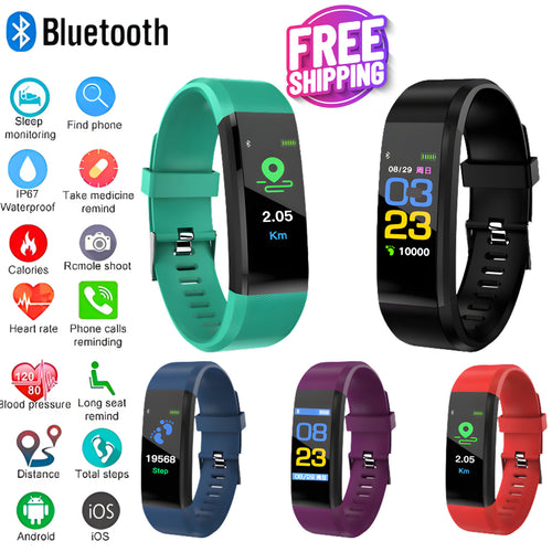 Bluetooth Fitness Tracker Smart Watch Heart Rate Monitor Step Counter Waterproof