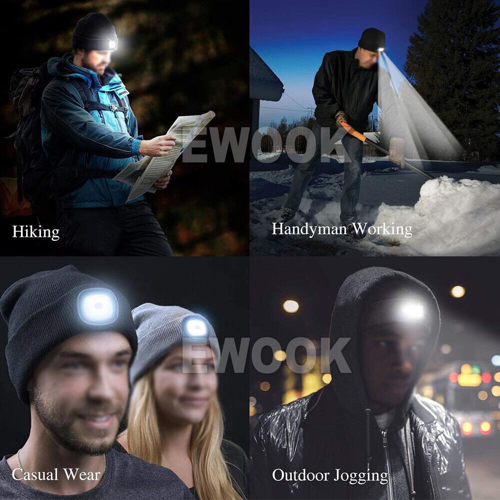 Winter Autumn Warm LED Light Knitted Beanie Hat Men Women With USB Rechargeable