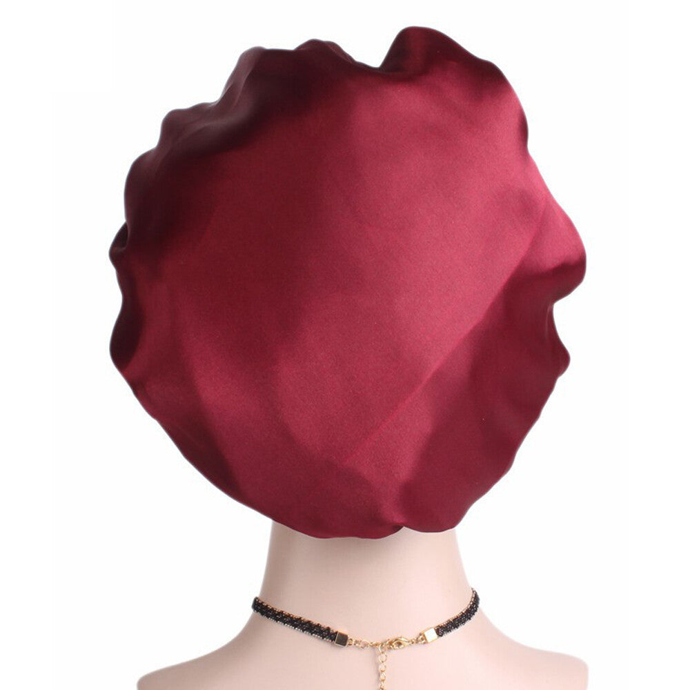 Sleeping Bonnet Hair Wrap Silk Satin Cap Women Elastic Night Soft Hat Headwear
