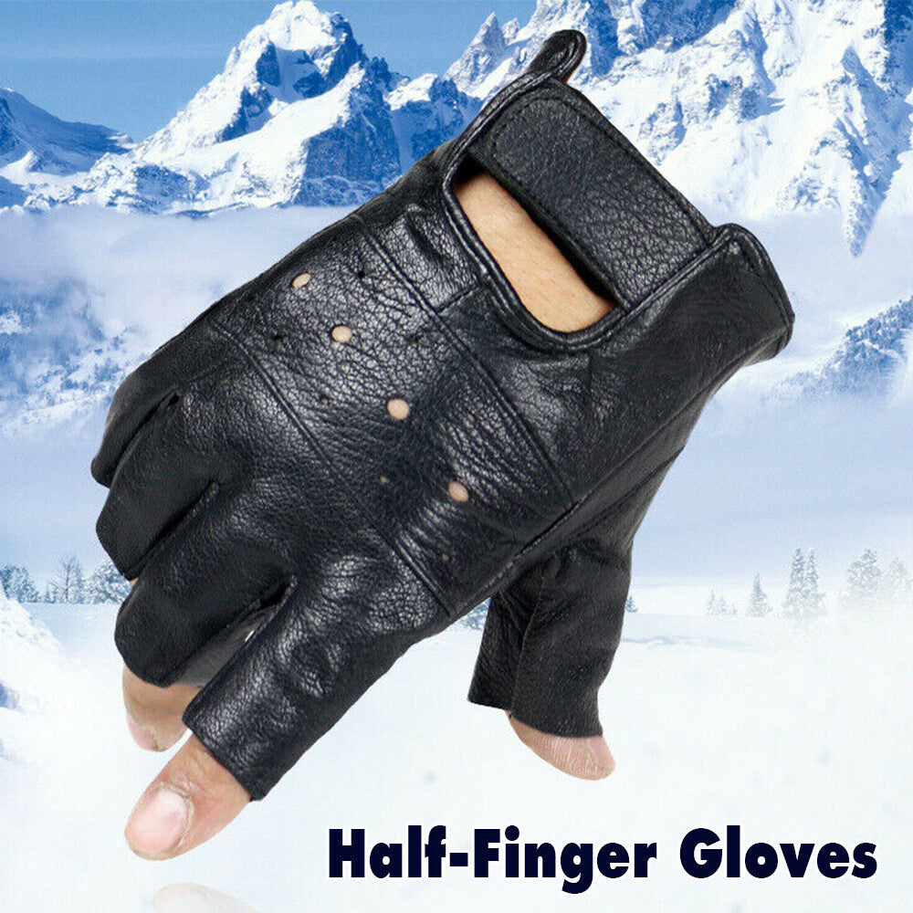Tactical Leather Half Finger Gloves Army Military Driving Fitness Fingerless