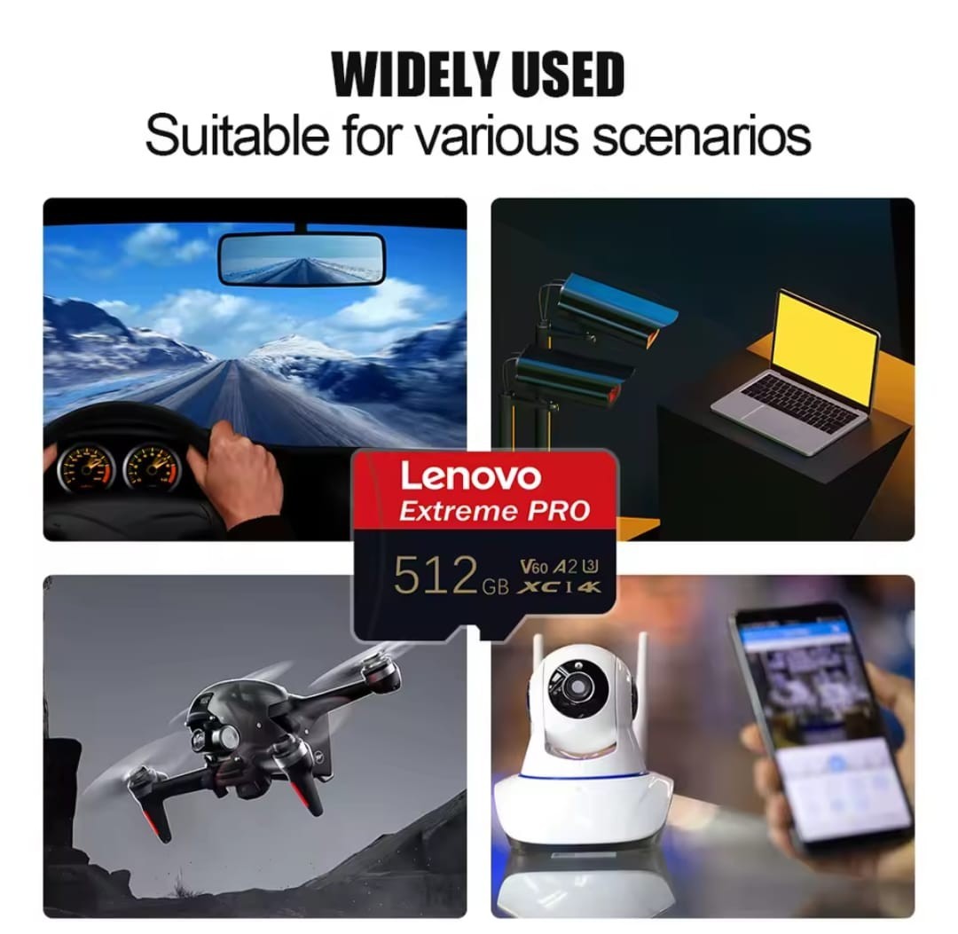 2TB High-Speed Micro TF/SD Card 1TB Cards Class 10 Memory Card Waterproof – Compatible with Lenovo