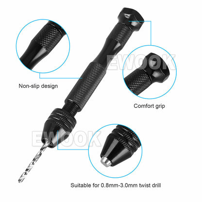 49PCS Mini hand drill Vise Hand Bits Twist Woodworking Set Precision Pin DIY AU