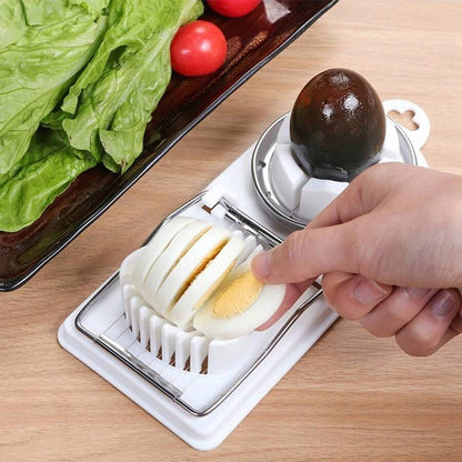 2-in-1 Egg Cutter – Stainless Steel Wire Slicer with PP Base, Kitchen Tool