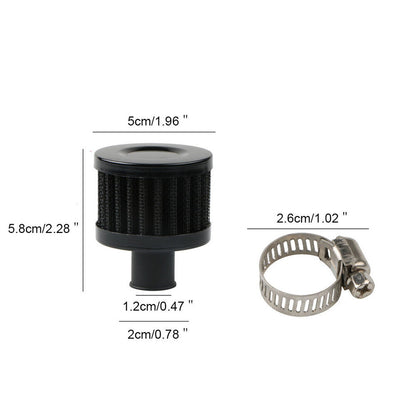 2pc Car 12mm Oil Mini Air Filter Intake Vent Valve Cover Breather Fuel Crankcase
