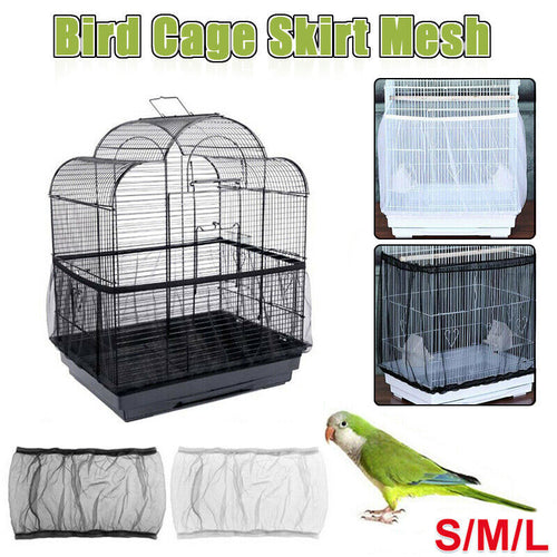 Shell Skirt Mesh Cover Pet Bird Cage Guard Nylon Net Seed Catcher S/M/L Black AU