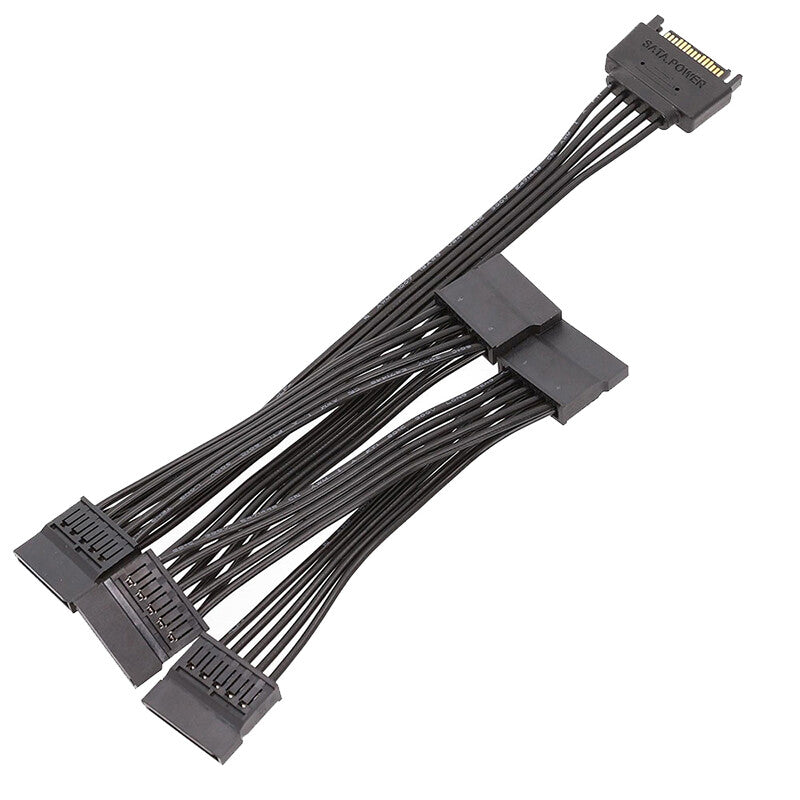 15 Pin SATA Power Y-Splitter Cable Adapter Extension 1 Male to 5 Female For HDD
