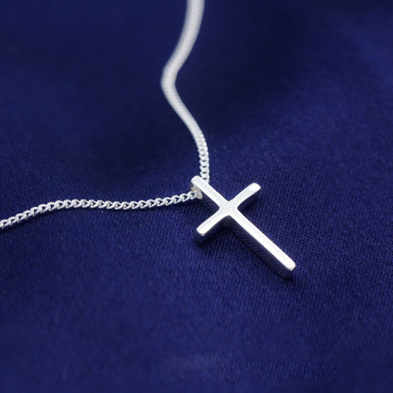 Genuine 925 Sterling Silver Plain Jesus Cross Crucifix Pendant Necklace Women's