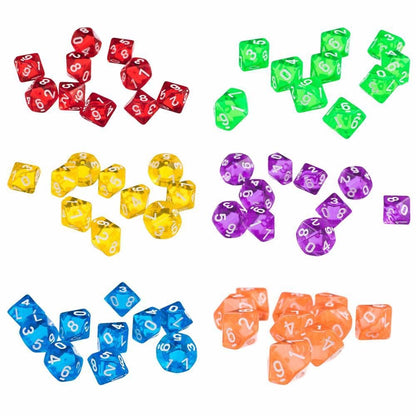 10pcs 10 Sided Dice D10 Polyhedral Dice for Table Games