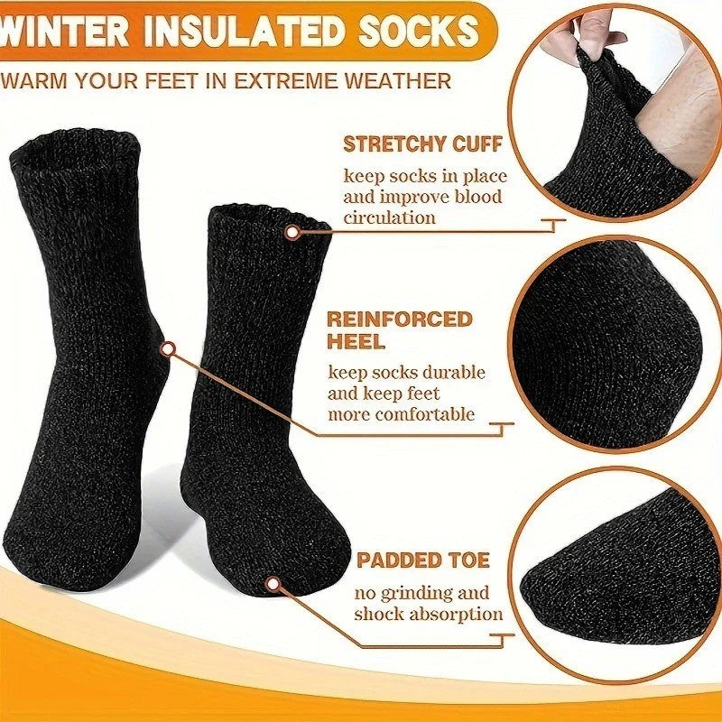 5 Pairs 6-11 AUSTRALIAN MERINO WOOL THERMAL HEAVY DUTY EXTRA THICK WORK SOCKS