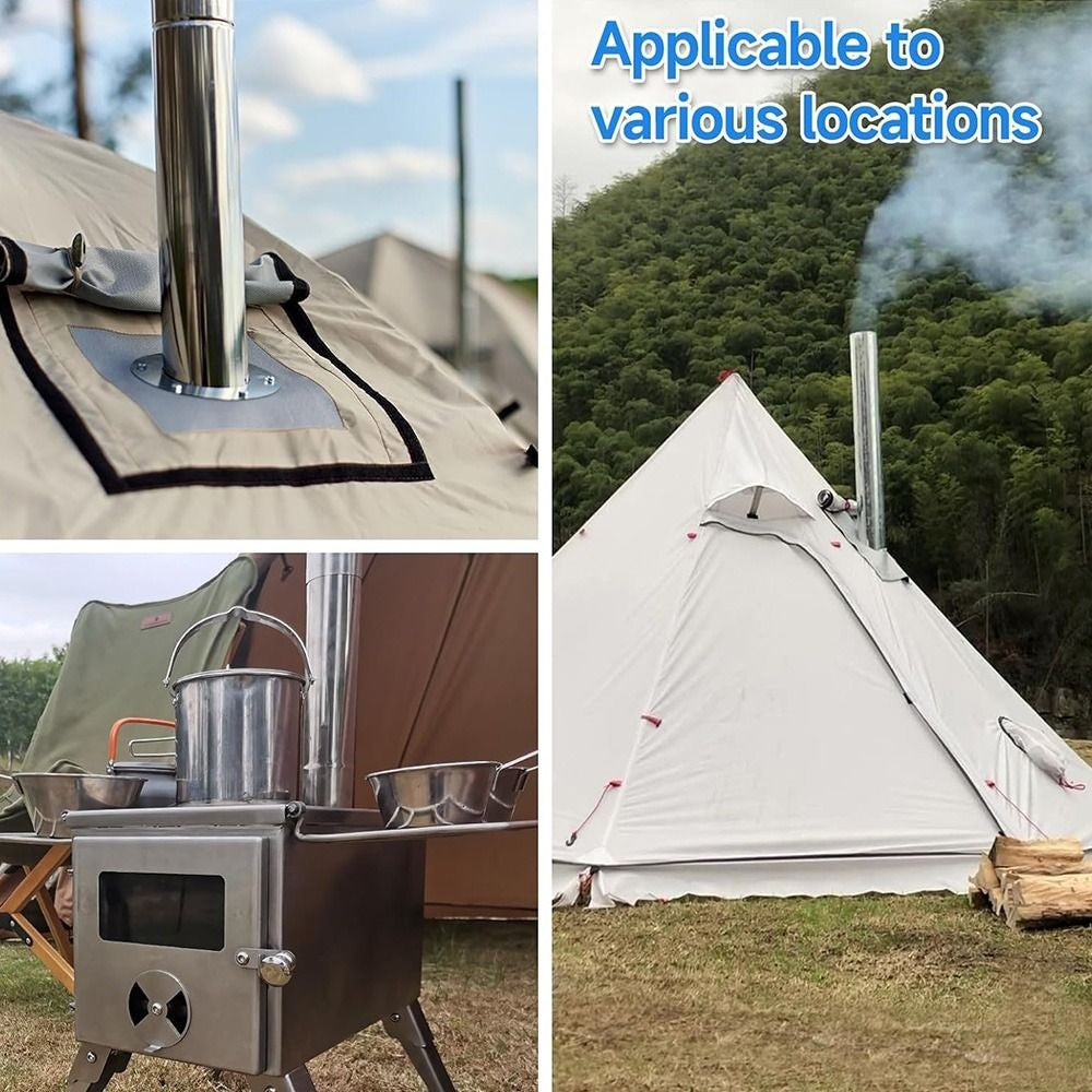 Round Chimney Pipes Stainless Steel Stove Pipes Flue Extension Tube  Camping