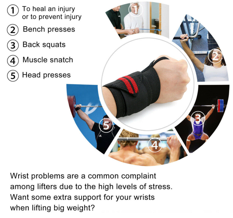 Weight Lifting Gym Muscle Training Wrist Support Straps Wraps Bodybuilding AU