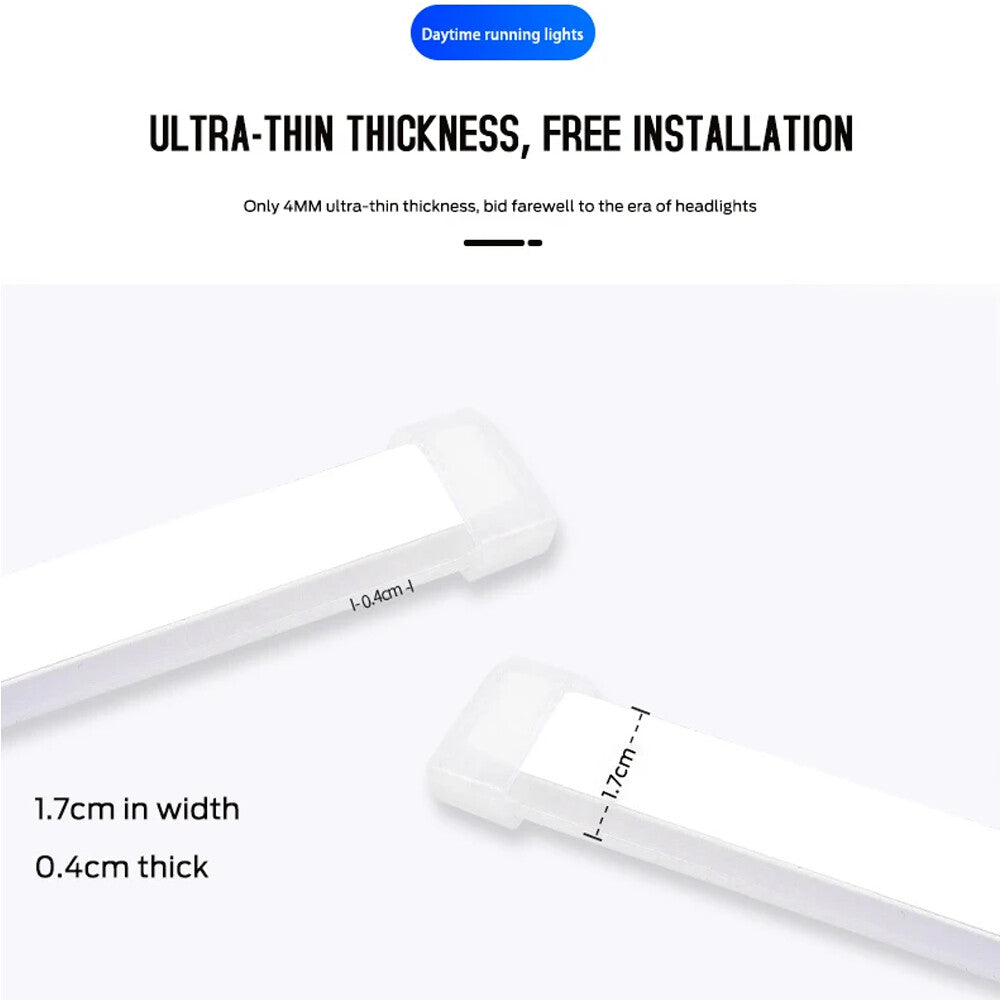 2 x 30cm Car LED DRL Daytime Running Lights Flexible Strip Light White to Yellow