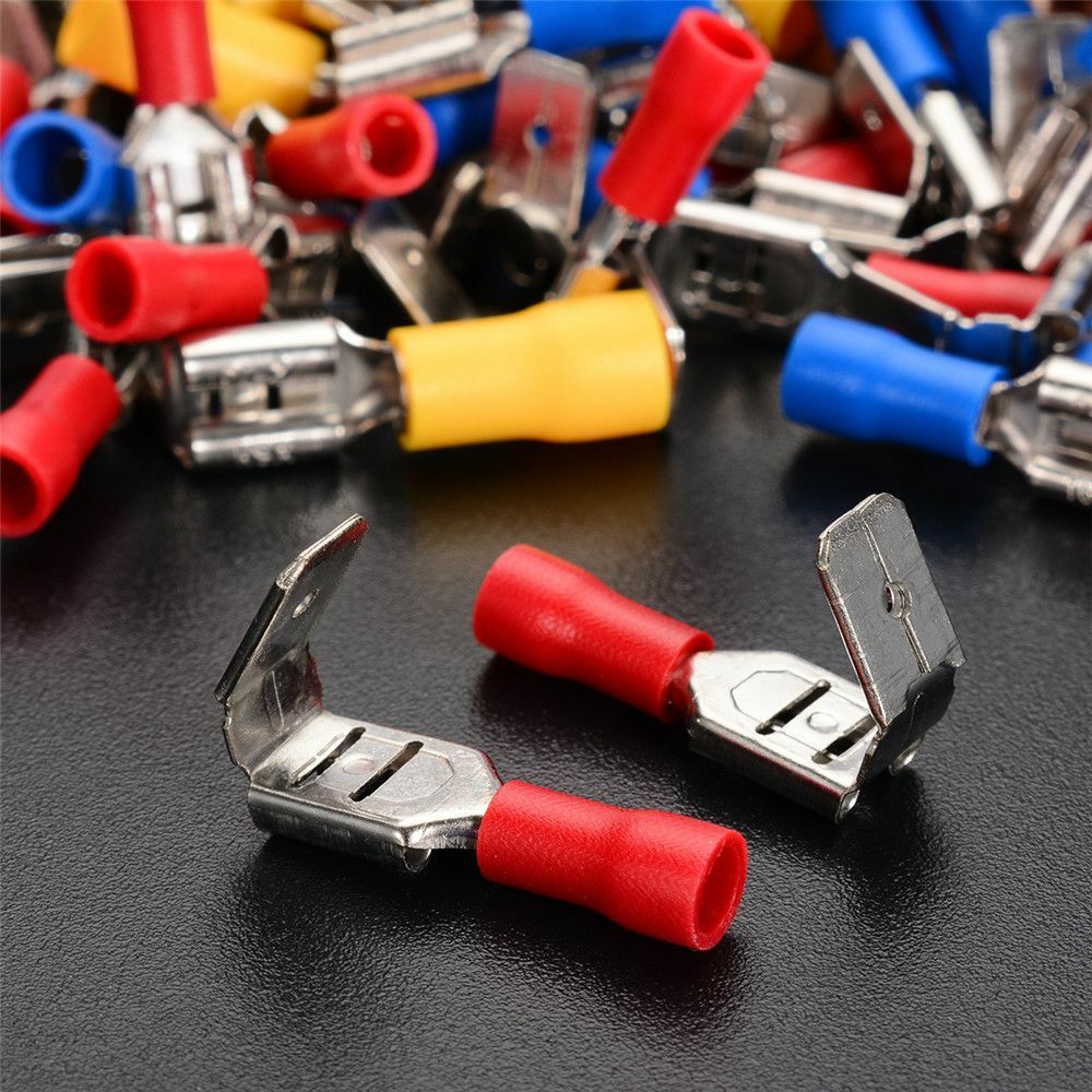50Pcs 6.3mm Terminal Piggy Back Wire Connector Piggyback Insulated Crimp Spade