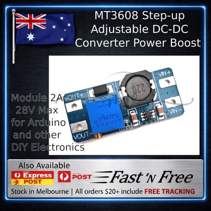 MT3608 Step-up Adjustable DC-DC Converter Power Boost Module 2A 28V Max Arduino
