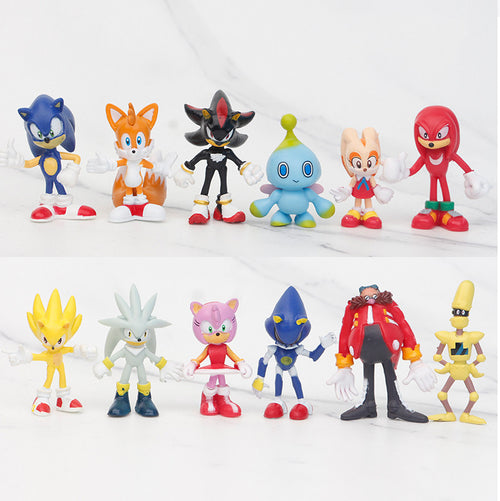 12pcs Sonic the Hedgehog Collection Display Cake Decor Topper Action Figures Toy