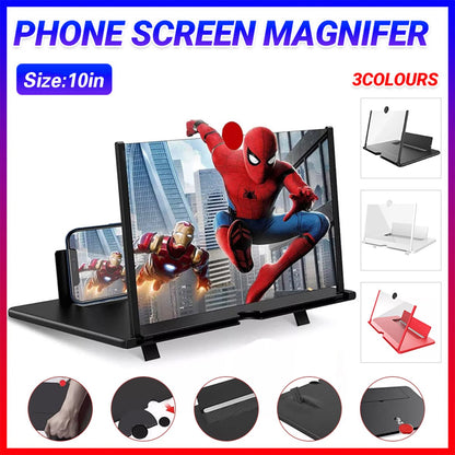 10Inch Folding Amplifier Stand Screen Magnifier 3D Adjustable Mobile Phone HD