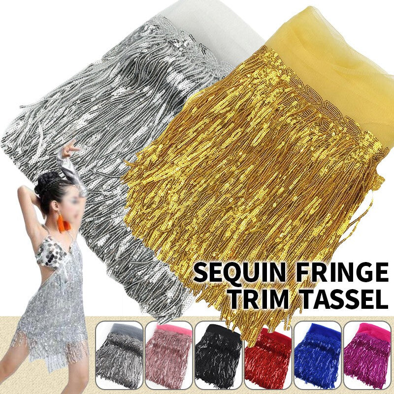 AU 10Y Sequin Fringe Trim Tassel Glitter Lace Fringes for Dance Clothes Dress