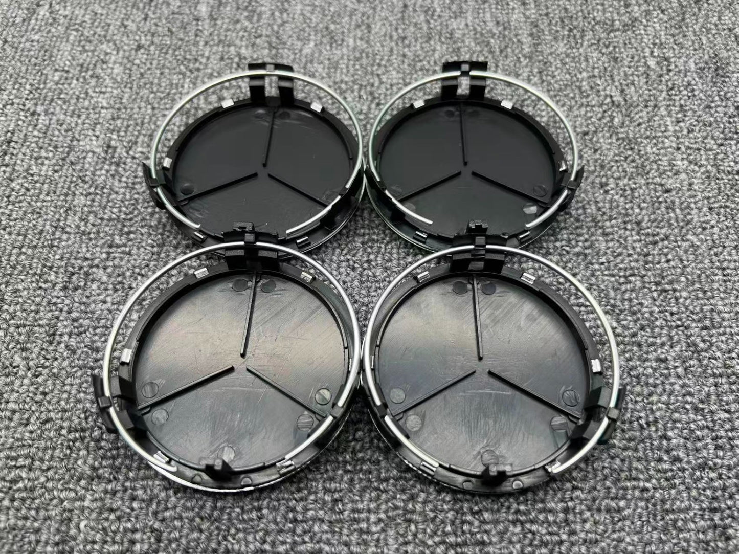 AMG Black Silver Chrome Star 75mm Wheel Center Cap Hub Cap Mercedes-Benz