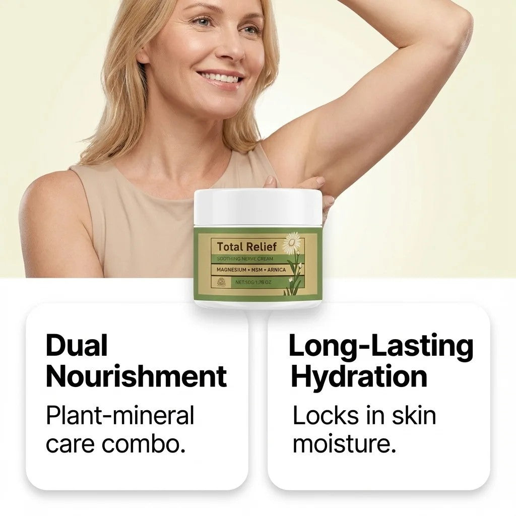 Total Relief Magnesiums Cream Lotion Soothes Nerves Gentle Hydrating for Healthy